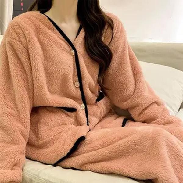 Pijama de arroz para mulheres, Pijama de vento com cor sólida doce grossa, pode ser vestido fora, conjunto de roupas para casa, novo, pequena fragrância, 2022