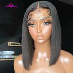 Peruca Curta Brasileira Bob para Mulheres, 13x4 Lace Frontal Cabelo Humano, Cor Natural, Transparente, 180 Densidade