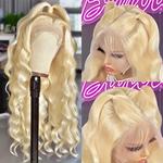 Peruca Honey Blonde Color Body Wave para Mulheres, 13x4 Lace Front Perucas de Cabelo Humano, Brasileiro, 4x4 HD Transparente Lace Frontal Peruca, 36 ", 613