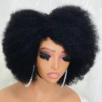 Afro Kinky Curly Lace Front Wig, Cor Natural, Bob Cabelo Humano, Linha Fina Natural, Perucas Curtas Glueless, 13x4x2