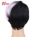 Blice-Perucas sintéticas retas curtas para mulheres afro-americanas, cores misturadas, FT1B, rosa, estrondo do lado esquerdo, 8"