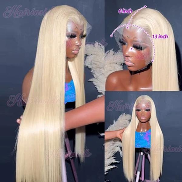 Hairinside-peruca dianteira do cabelo humano do laço para mulheres, perucas frontais louro do mel, peruca reta do osso, cor 250%, 30 ", 40", 13x6, HD 613