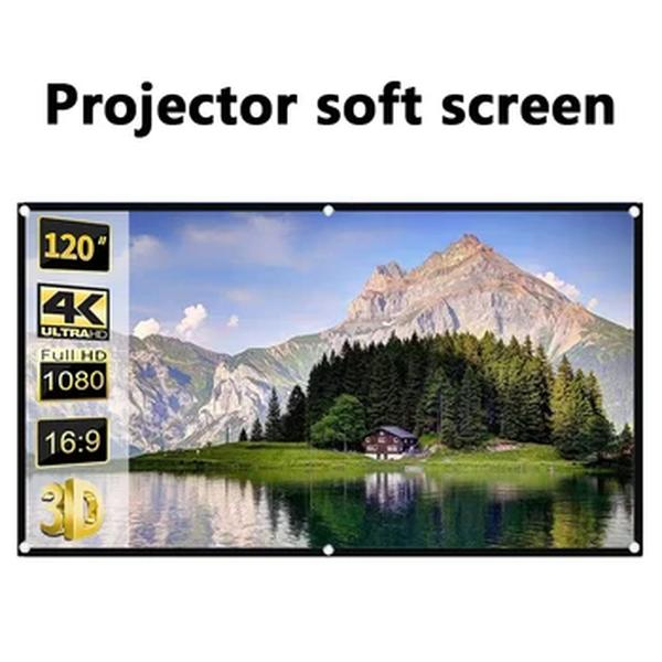 Tela portátil do projetor do Home Theater Cortina de projetor ao ar livre Pano dobrável, Full HD, Experiência 4K