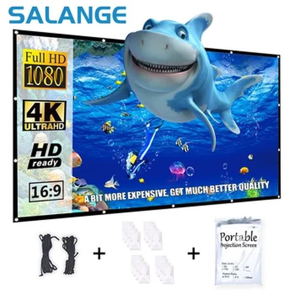 Salange Tela Projetor de Vídeo 100/120/150 polegada Portátil Dobrável para Home Theater Outdoor Indoor Cortina De Projeção Lado Duplo