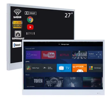 Souria-Smart TV LED para banheiro, Android DTV, cor branca, à prova d'água, Wi-Fi, hotel, IP66, Bluetooth Clearance, 27 polegadas