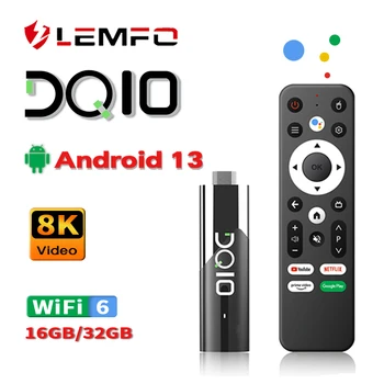 Lemfo-DQ10 ATV Mini TV Stick, Android 13, Allwinner H618, Quad Core, Cortex A53, suporte a vídeo 8K, 4K, WiFi 6, controle remoto de voz