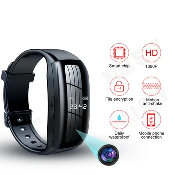 espiã escondido Mini câmera relógio voz gravador de vídeo 1080P HD DV Profissional pulseira digital dictafone som pequeno micro para casa segura