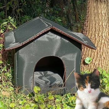 Casa dobrável ao ar livre do gato, Canil fácil de limpar, Tenda impermeável, Cama pequena do cão, Inverno