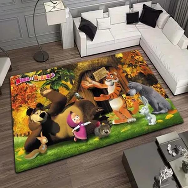 M-Tapete impresso Masha e Urso, Tapete de Yoga bonito dos desenhos animados, Decoração do quarto de casa, presente antiderrapante para quarto de criança