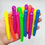 Colorido Caterpillar Worm Noodle Fidget Brinquedos, Stretch String TPR Rope, Anti String String, Stress Relief, Autismo Vent Brinquedos, 5Pcs