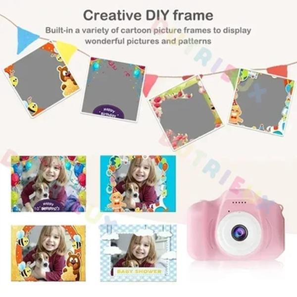 Mini câmera digital vintage para crianças, brinquedos educativos, projeção, vídeo, fotografia ao ar livre, brindes para crianças, 32GB, X2