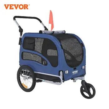 Vevor-Dog Bike Trailer, 2 em 1 carrinho de estimação, carrinho dobrável, refletores, acoplador de bicicleta, transportadora para cães de estimação