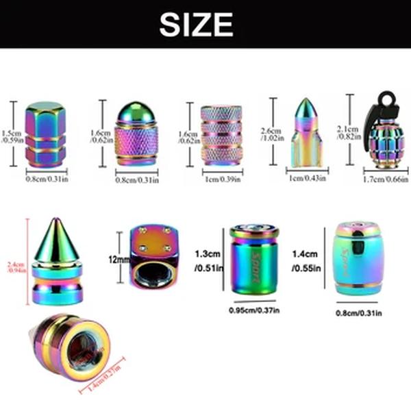 AUTCOAT-Multicolor Tire Valve Stem Caps, Universal Stem Covers para carros, SUVs, bicicleta e bicicleta, caminhões, motocicletas, 4 PCs/set
