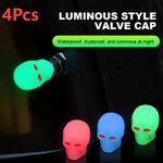 Crânio luminoso Fluorescente Car Tire Valve Caps Auto Motocicleta Bicicleta Bocal Cap Decor Noite Brilhante Plug Wheel Cover