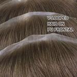 Toupee de pele ultra fina masculina para testa, patch marrom frontal, peruca de cabelo humano masculino, prótese capilar Peruk, 0,06mm, #4