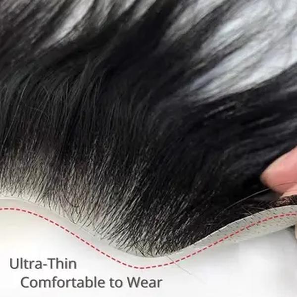 Toupee pele ultra fina para testa, V forma frontal linha fina Patch, peruca de cabelo humano masculino, prótese capilar peruk, 0,06mm