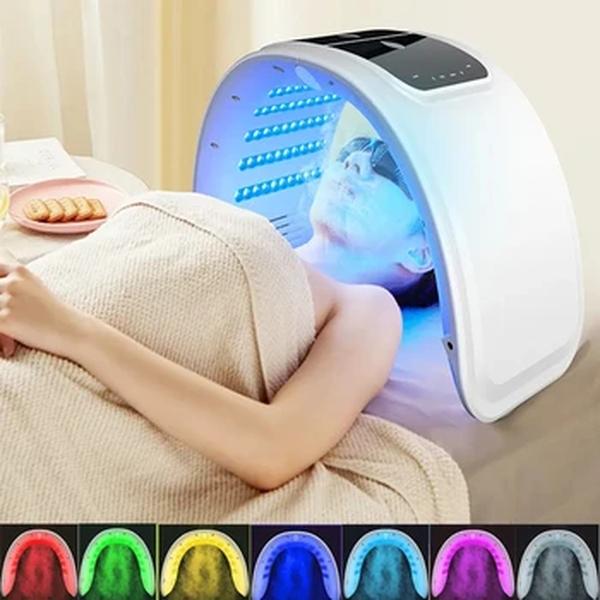 Equipamento de máscara facial LED Dispositivo de pulverização facial SPA Luz de rejuvenescimento da pele Máquinas de beleza corporal facial para cuidados com a pele 7 cores