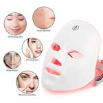 Máscara facial LED com luz vermelha para aperto da pele, terapia anti-envelhecimento, beleza bio-leve, clareamento do pescoço, casa, 7 cores