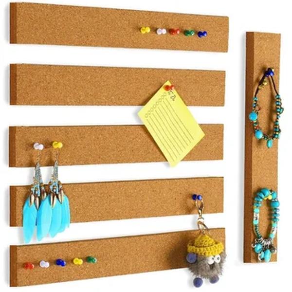 Auto-adesivo pequeno Cork Board tiras, parede, mesa, casa, sala de aula, escritório, colar notas, fotos, programação, 3pcs