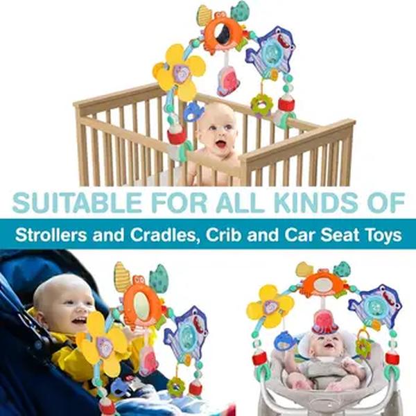 Montessori arco do bebê do brinquedo para recém-nascidos, atividade sensorial, carrinho de bebê do brinquedo para cama berço, assento seguro pendurado chocalhos, conforto brinquedos