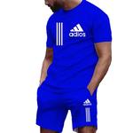 Conjunto casual de camiseta e shorts de manga curta masculina, esportes, academia, 2 peças