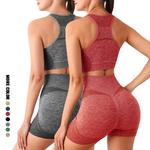 Conjunto de ioga sem costura para mulheres, shorts de ginástica, sutiã esportivo, tops de treino, leggings fitness, conjuntos de roupas