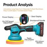 Polidor elétrico sem fio para carro, máquina de polir, enceradora para reparar arranhões, lixadeira sem fio polonês, 6 engrenagens, lítio, 21V, 380W