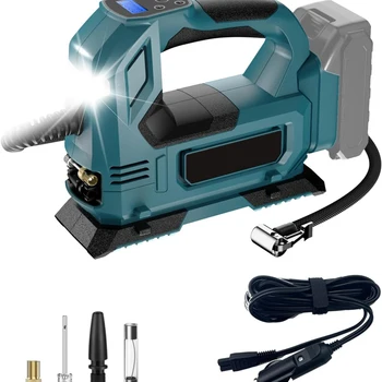 Bomba de ar elétrica sem fio com luz LED, carro pneu Inflator, Compressor de ar, bomba inflável, Makita 18V bateria, Novo
