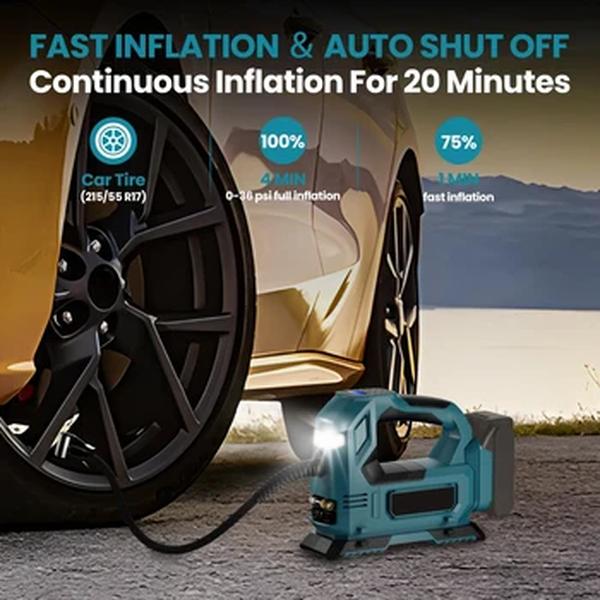 Bomba de ar elétrica sem fio com luz LED, carro pneu Inflator, Compressor de ar, bomba inflável, Makita 18V bateria, Novo
