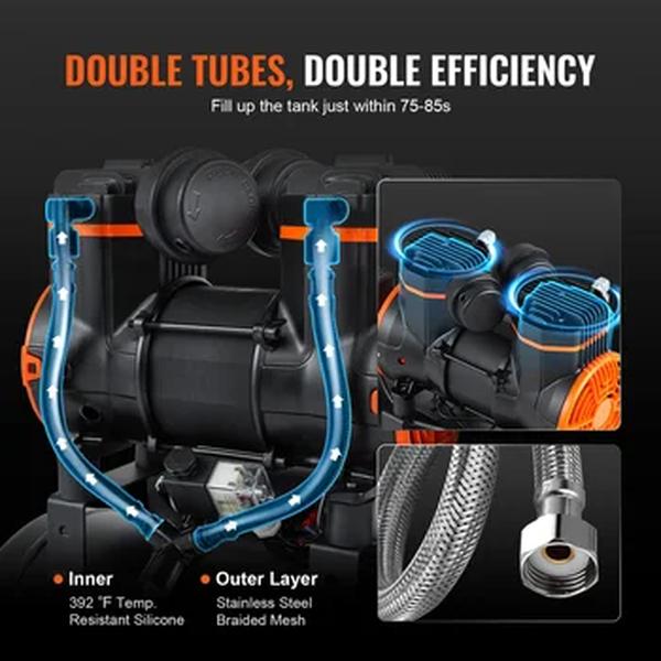 VEVOR-Compressor de ar ultra silencioso para reparo automático, tanque de ar livre de óleo, 9L, 18L, 24L, 35L, 116PSI pressão, 70 dB