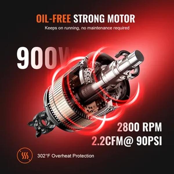 Vevor-silencioso ar compressor, silencioso, óleo livre, bomba de ar portátil, reparo Home, pneu inflação, compressor sussurro, 900W, 1450W, 1800W