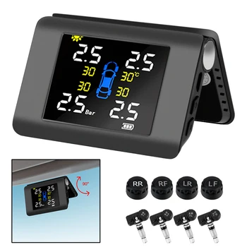 Dobrável Monitor Solar TPMS Sistema Monitoramento Pressão Pneus Ferramentas Diagnóstico Pneus Teste Sensores Tester Acessórios Automotivos