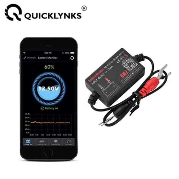 QUICKLYNKS-ferramenta de diagnóstico da bateria do carro, BM2, Bluetooth 4.0, 12V, dispositivo do monitor, testador, andróide, IOS telefone, quente