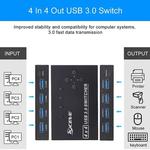 MZX KM Switch Selector, USB 3.0 Hub, 3 0 Switcher, 4 Computador, Laptop, PC, Desktop, Acessórios Splitter, KVM para Teclado, Mouse, U Disk