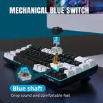 Teclado mecânico para jogos, LED retroiluminado, Interruptor azul, Ergonômico RGB, Quente, Trocável, Jogos, PC, Laptop, Escritório, 68 Chaves