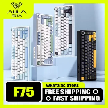 Aula-F75 Teclado Mecânico Personalizado, Tri-Mode, Bluetooth, Sem Fio, Junta, Hotswap, Acessório para Computador, Jogos Presentes