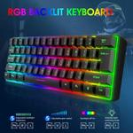 Teclado pequeno para jogos de computador com fio USB, 60%, cores múltiplas, 61 teclas, RGB 60%