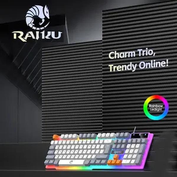 RAIKU-Wired 104 Keys Membrane Keyboard, Tipos de Iluminação Colorida, Jogos e Escritório, Windows e IOS System, K26