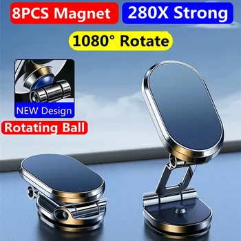 Dobrável Magnético Suporte Do Telefone Do Carro, 1080 Rotativo, Ímã Suporte De Smartphone, GPS, Suporte No Carro, iPhone, Samsung, Xiaomi