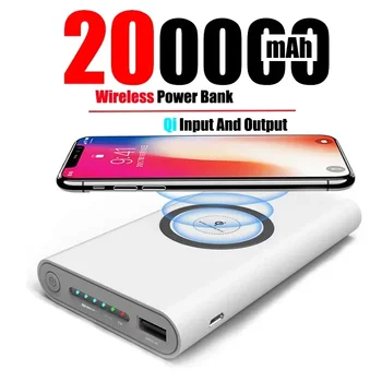 Banco de Potência Sem Fio Portátil, 200000mAh, Capacidade Ultra-Grande, Bidirecional, Tipo-C, Carregamento Super Rápido, Powerbank para iPhone, Xiaomi, Samsung