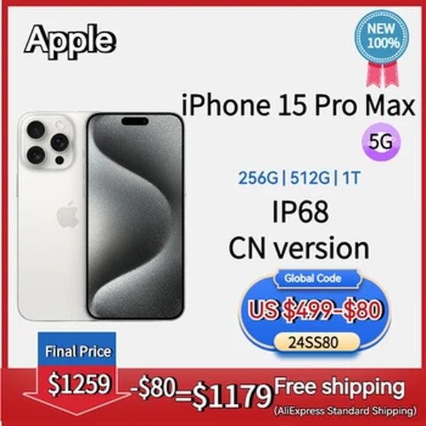 Apple-iPhone 15 Pro Max, A3108, APPLE, A17 Pro, Nano SIM, IP68, versão CN, novo e ativo, originais, produtos genuínos