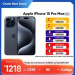 Apple-iPhone 15 Pro Max, A17, 8GB RAM, 256GB ROM, Super Retina, Ecrã OLED XDR, IP68, Pó, Resistente à Água, Dual-Sim, 5G