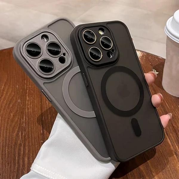 Capa de carregamento magnética sem fio para iPhone, Magsafe, armadura fosca, capa de proteção contra lente à prova de choque, 11, 12, 13, 14, 15 Pro Max Plus