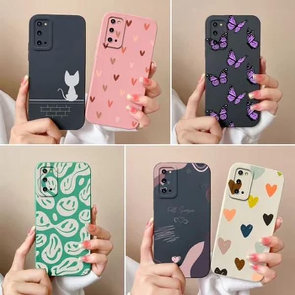 Caixa do telefone do silicone líquido para samsung s20 fe mais ultra, proteção engraçada da câmera, novo