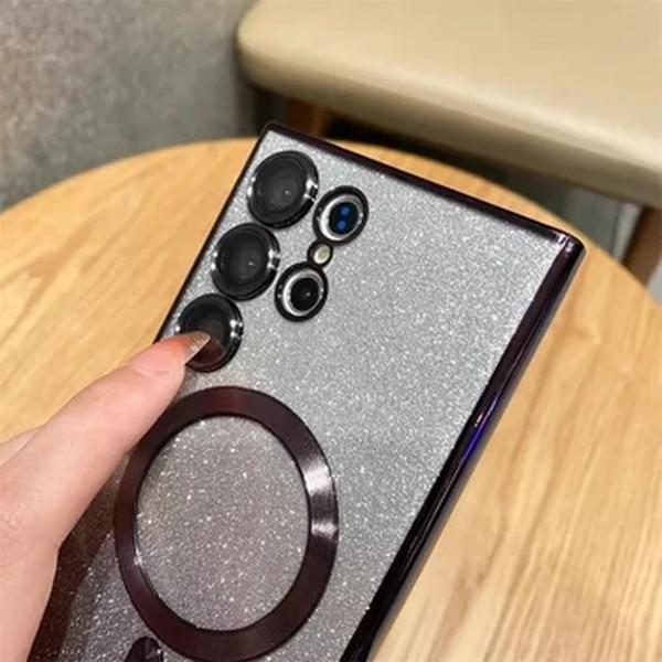 Glitter Luxo Magnetic Woman Case Para For Magsafe Para Samsung Galaxy S24 S23 S22 Ultra Plus Acessórios Capa de carregamento sem fio