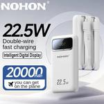 NOHON-Banco de Carregamento Rápido, Carregador de Bateria Externa Portátil, Banco de Potência para iPhone 14, Xiaomi, Samsung, 20000mAh, 22.5W