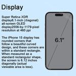 Apple-iPhone 15A3092 Smartphone, Original, Brand New, 6GB, 128GB, 6,1 "Display OLED, Câmera de 48MP, IP68, Dual SIM, 3349mAh Bateria