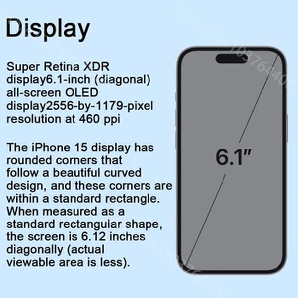 Apple-iPhone 15A3092 Smartphone, Original, Brand New, 6GB, 128GB, 6,1 "Display OLED, Câmera de 48MP, IP68, Dual SIM, 3349mAh Bateria