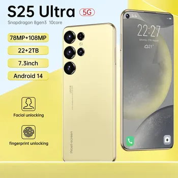 Android 14, Snapdragon 8gen3, 10Core, Dual SIM, 7800mAh, Desbloqueio de Telefone, Smartphone S25 Ultra-5G, Alta Definição, Novo
