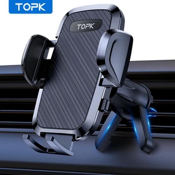 TOPK D36-S Car Phone Holder Mount, [Função de suporte atualizado] Metal Hook Suporte do telefone celular para ventilação do carro para todos os telefones